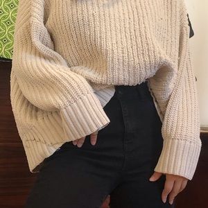 Knitted white oversized sweater